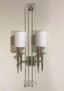 Pair Of 1950's Style Silvered Wall Lights (T4564)