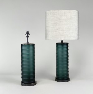 Pair Of Small Green Grey 'rolo' Lamps With Brown Bronze Bases (T5373)