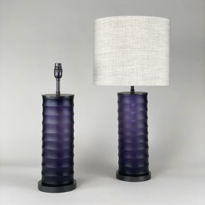 Pair Of Small Purple 'rolo' Glass Lamps With Brown Bronze Bases (T5381)