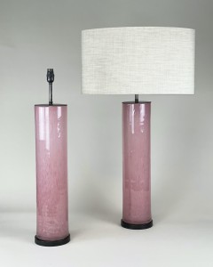 Pair Of Large Pink Bubble Lamps With Brown Bronze Bases (T5392)