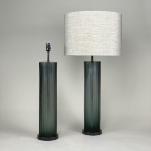 Pair Of Large Grey Laura Lamps With Brown Bronze Bases (T5485)