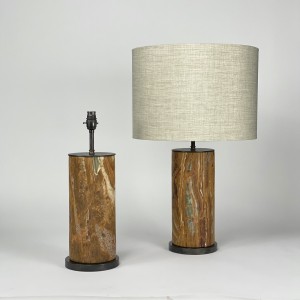 pair of medium onyx stone lamps with brown bronze bases (T5496)