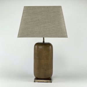 Medium Brown Textured Lamp on Antique Brass Base (T5523)