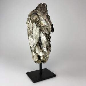 Silver Mica Mineral on Brown Bronze Stand (T5709)