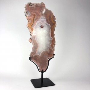 Large Pink Agate on Brown Bronze Stand (T5755)
