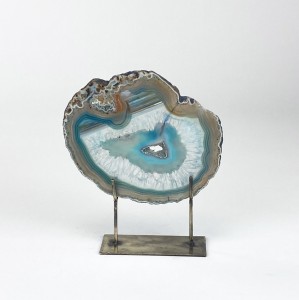 Small Teal Agate on Antique Brass Stand (T5888)