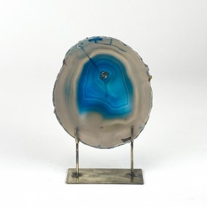 Small Teal Agate on Antique Brass Stand (T5893)