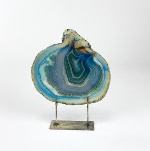 Small Teal Agate on Antique Brass Stand (T5895)
