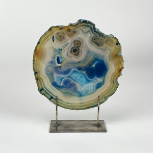 Teal Medium Agate on Antique Brass Stand (T5950)