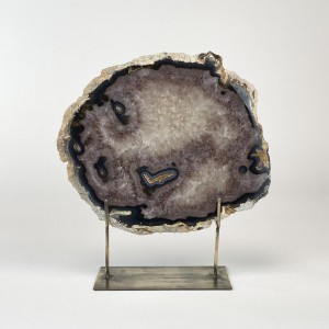 Black Large Agate on Antique Brass Stand (T5973)