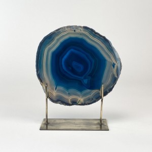 Teal Large Agate on Antique Brass Stand (T5978)