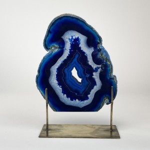 Navy Extra Large Agate on Antique Brass Stand (T6010)