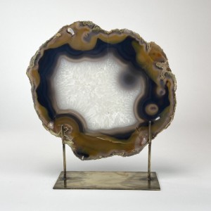 Black Extra Large Agate on Antique Brass Stand (T6016)