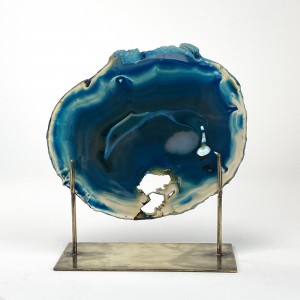 Teal Extra Large Agate on Antique Brass Stand (T6040)