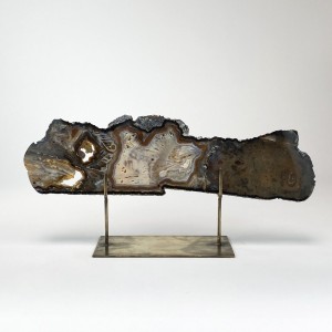 Brown Extra Large Agate on Antique Brass Stand (T6043)