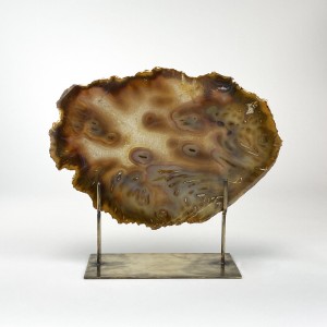 Brown Extra Large Agate on Antique Brass Stand (T6048)