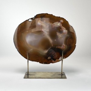 Brown Extra Large Agate on Antique Brass Stand (T6050)