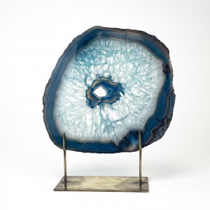 Teal Massive Agate on Antique Brass Stand (T6062)