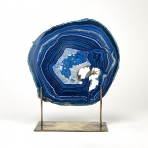 Navy Blue extra large Agate on Antique Brass Stand (T6071)