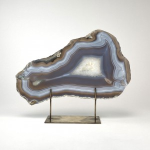 Grey Massive Agate on Antique Brass Stand (T6080)