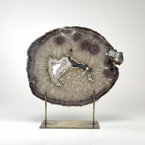 Massive purple /brown Agate on Antique Brass Stand (T6092)
