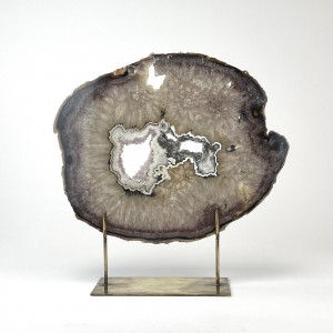 Massive purple / grey Agate on Antique Brass Stand (T6093)