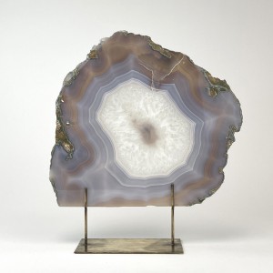 Grey Massive Agate on Antique Brass Stand (T6094)