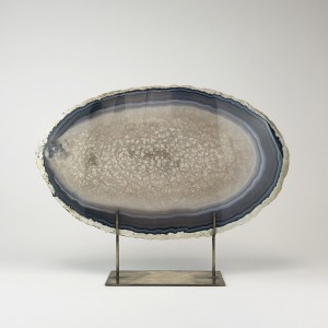Grey Massive Agate on Antique Brass Stand (T6108)