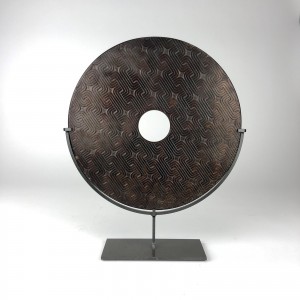 Medium Black / Brown Disk on Brown Bronze Stand (T6157)