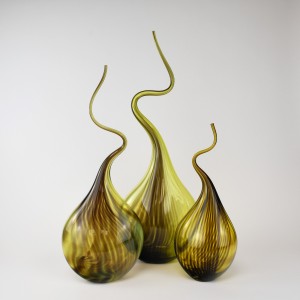 Olive Green 'Squiggle Vases' (T6238)