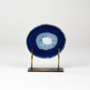 Small Blue Agate on Antique Brass Stand (T6288)