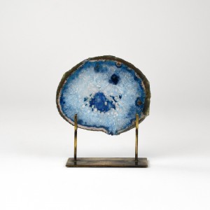 Small Blue Agate on Antique Brass Stand (T6290)