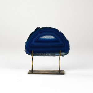 Small Blue Agate on Antique Brass Stand (T6292)