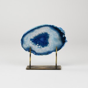 Small Blue Agate on Antique Brass Stand (T6293)