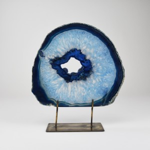 Extra Large Blue Agate on Antique Brass Stand (T6315)