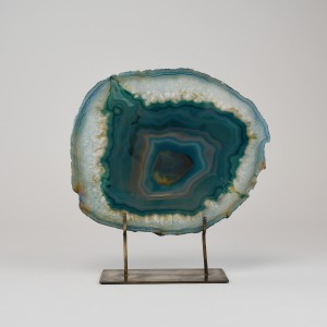 Teal Extra Large Agate on Antique Brass Stand (T6326)