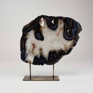 Black Extra Large Agate on Antique Brass Stand (T6331)