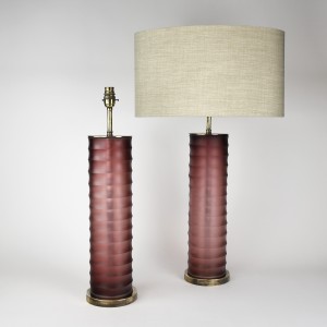 Pair Of Large Tea 'Rolo' Glass Lamps With Antique Brass Bases (T6343)