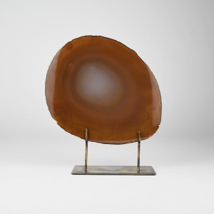 Large Brown Agate on Antique Brass Stand (T6392)