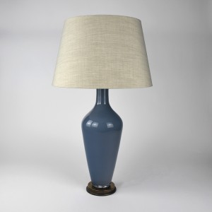 Single Blue Glass Table Lamp on Antique Brass Base (T6424)
