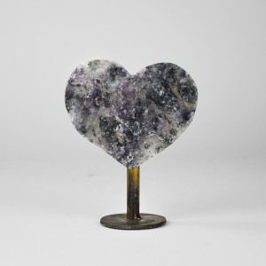 Heart Shaped Mineral on Antique Brass Stand (T6429)