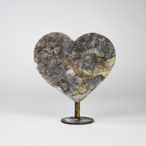 Heart Shaped Mineral on Antique Brass Stand (T6432)