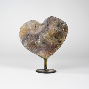 Heart Shaped Mineral on Antique Brass Stand (T6433)