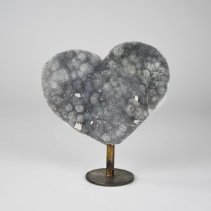 Heart Shaped Mineral on Antique Brass Stand (T6434)