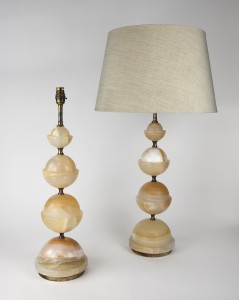Pair of Onyx Table Lamps with Antique Brass Bases (T6443)