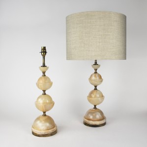 Pair of Onyx Table Lamps on Antique Brass Bases (T6445)