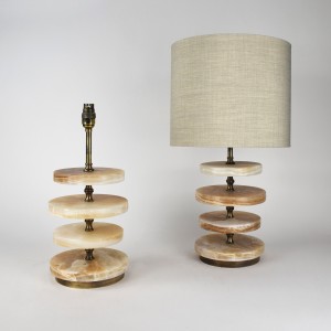 Pair of Onyx Table Lamps on Antique Brass Bases (T6449)