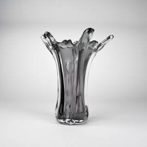 Small Grey Glass Splash Vase (T6492)