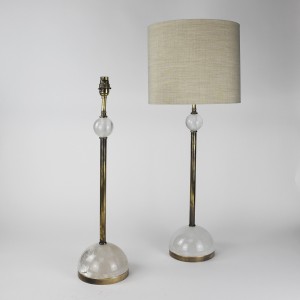 Pair of Small Rock Crystal Table Lamps on Antique Brass Bases (T6496)