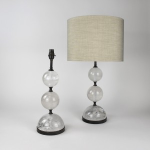 Pair of Medium Rock Crystal Table Lamps on Brown Bronze Bases (T6504)